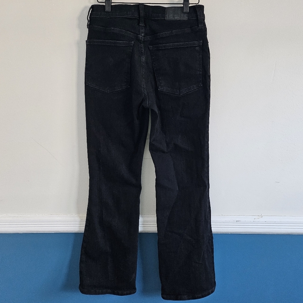Madewell Mid Rise Kick Out Jeans 27 Black Cropped Bootcut Stretch Denim - Picture 4 of 14